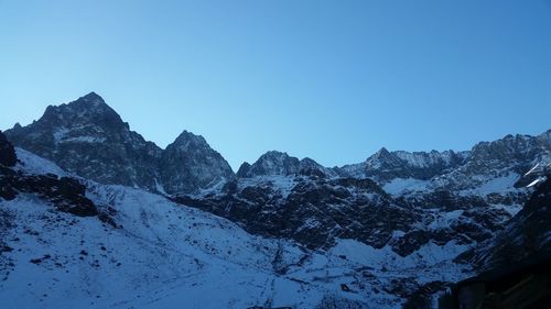 Scenic view of mountains against clear sky