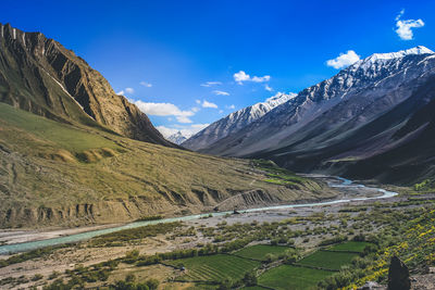 Scenic view of mountains against sky