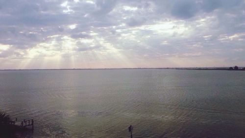 Scenic view of sea against sky at sunset