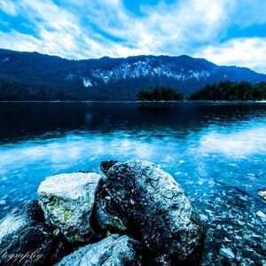 Scenic view of lake against sky