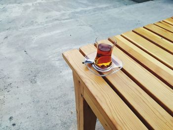 High angle view of cigarette on table