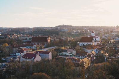 High angle view of townscape against sky