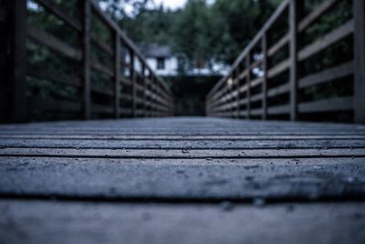 Surface level of wooden bridge