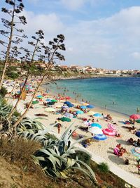 Scenic view of beach against sky