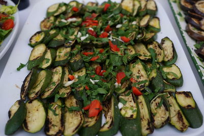 Plate full of grilled zucchini