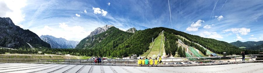 Panoramic view of mountains against sky