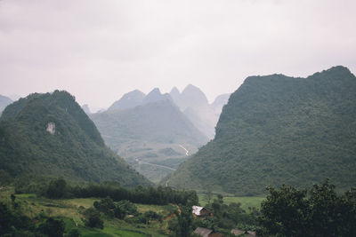 Scenic view of mountains against sky in vietnam