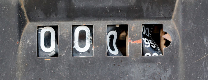Close-up of text on metal