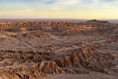 Aerial view of landscape against sky during sunset