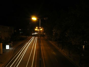 Railroad track at night