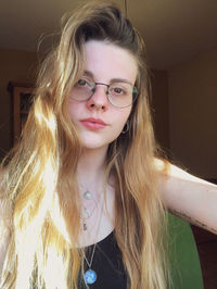 Portrait of beautiful woman at home