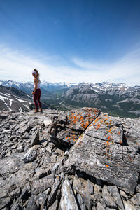 Posing for a photo on mount baldy in kananaskis country alberta