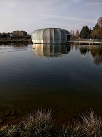 Scenic view of lake against sky