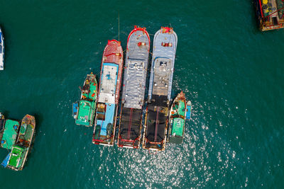 High angle view of boat in sea