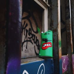 Close-up of graffiti on wall