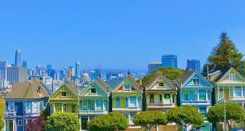 Buildings against blue sky