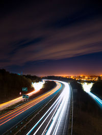 Light trails on highway at night