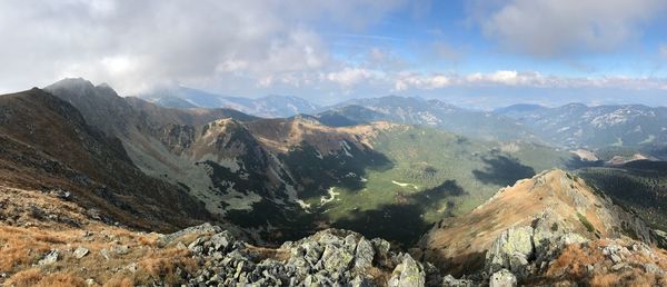 Panoramic view of mountains against sky