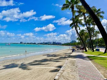 Scenic view of beach against sky