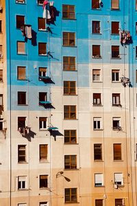 Windows on the facade of the building, architecture in bilbao city, spain