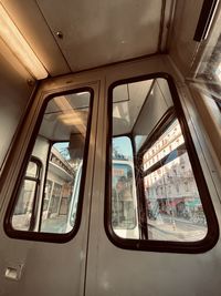 View of train through window