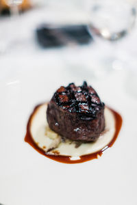 High angle view of dessert in plate