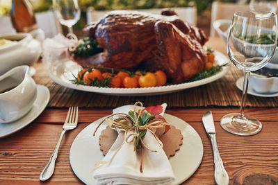 High angle view of food on table