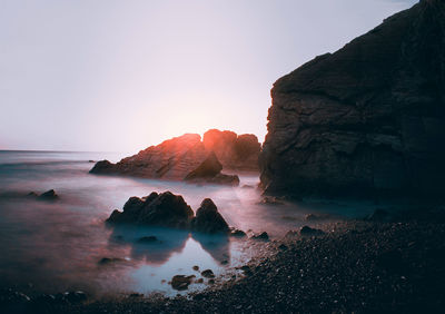 Scenic view of sea against sky during sunset