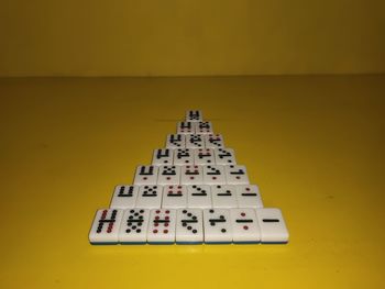 Close-up of yellow toy on table