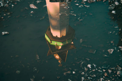 Low section of tower on illuminated lighting equipment