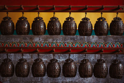 Various candles on display at home