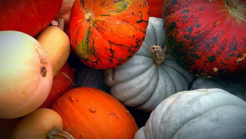 High angle view of pumpkins in market