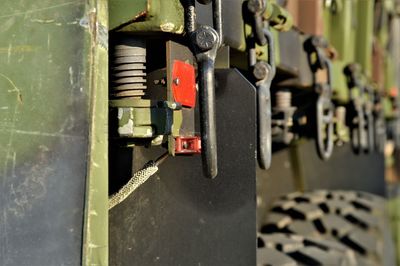Close-up of truck locks