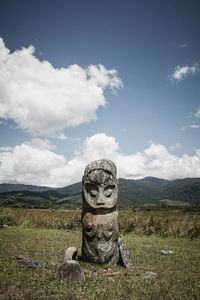 Tadulako statue in doda village, poso, central sulawesi, indonesia.