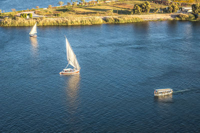 Sailboat sailing in sea