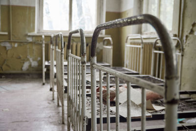 Abandoned kindergarten in chernobyl, ukraine. kindergarten with toys and abandoned things