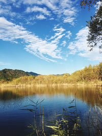 Scenic view of lake against sky