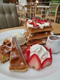 Close-up of breakfast on table