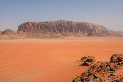 Sandstone and granite rocks in the desert. wadi rum, jordan