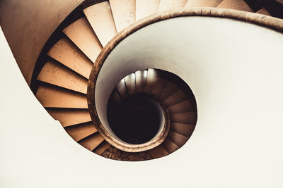 High angle view of spiral stairs