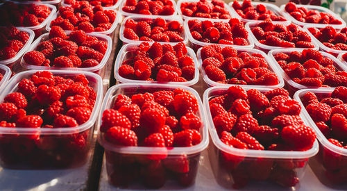 Full frame shot of raspberries for sale