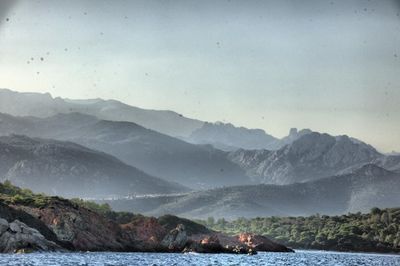 Scenic view of lake and mountains