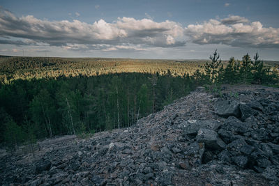 Scenic view of land against sky