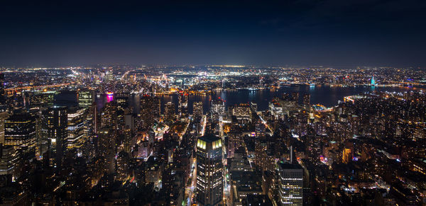 Panoramic aerial view of manhattan new york at night - image