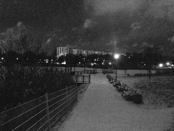 Illuminated street lights at night