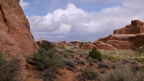 Scenic view of rocky mountains against sky