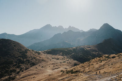 Scenic view of mountains against clear sky