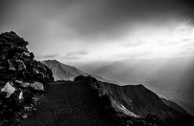 Scenic view of mountains against sky