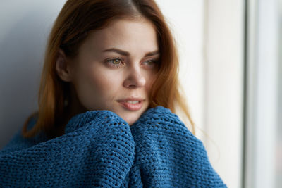 Portrait of beautiful woman in winter