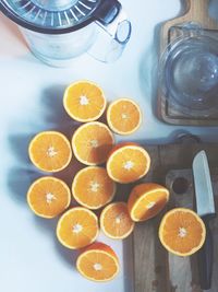 Directly above shot of oranges on table